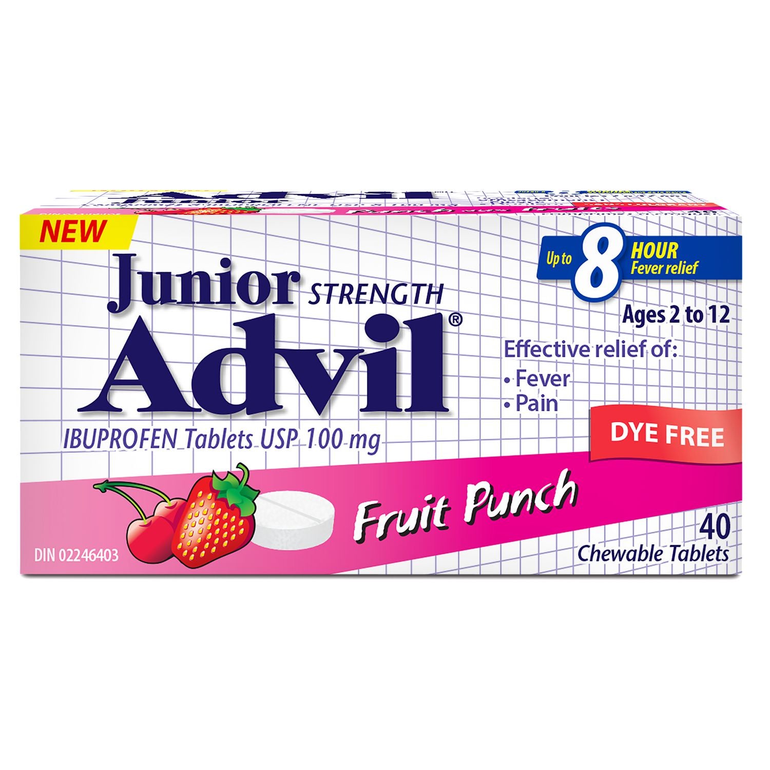 Advil Junior Strength Chewable - Fruit (Dye-Free) - 40s